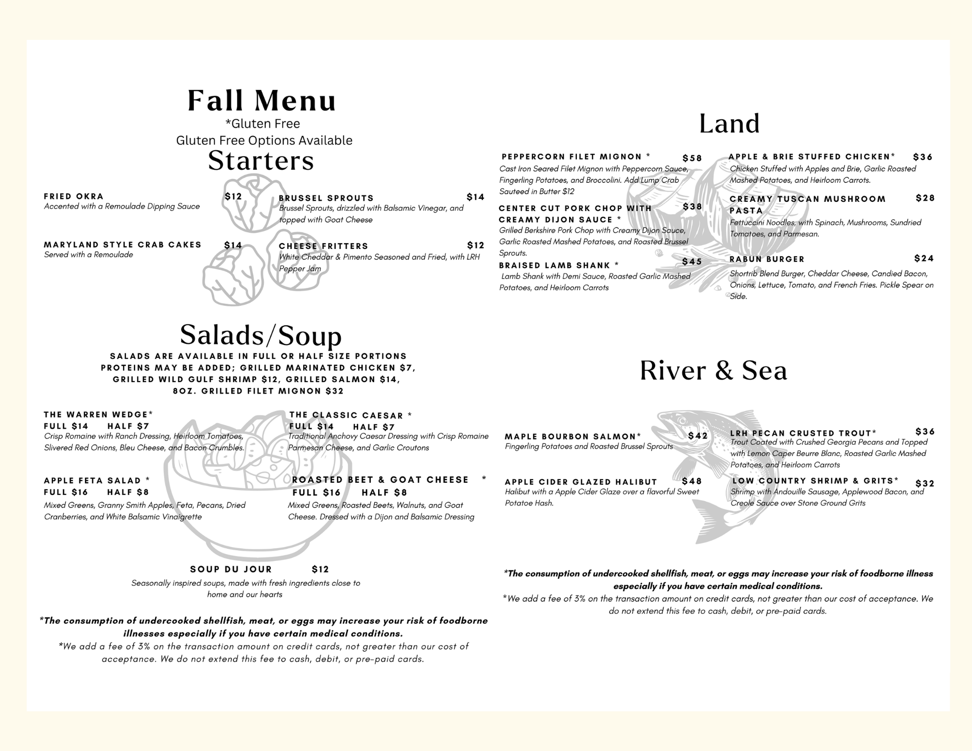 Lake Rabun Hotel & Restaurant Fall 2026 menu, page 1