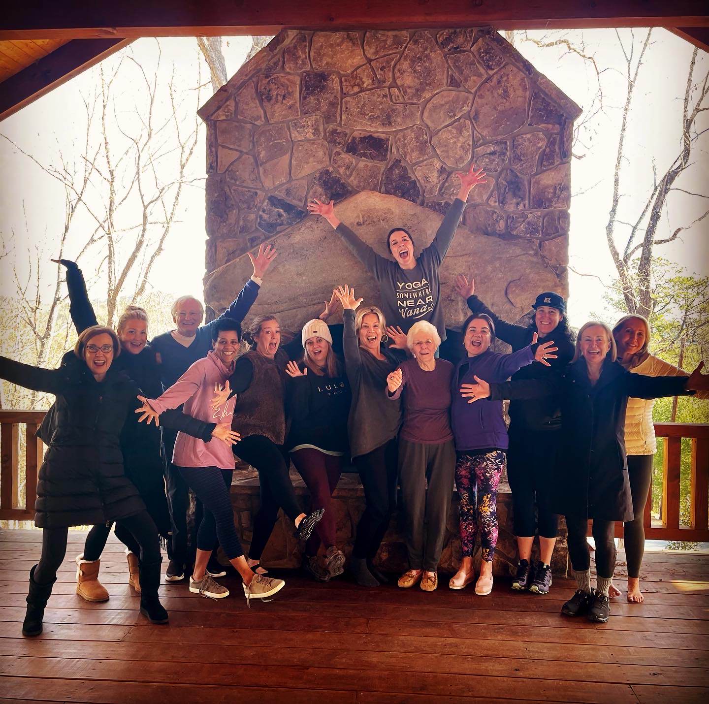 Group yoga retreat at Lake Rabun Hotel